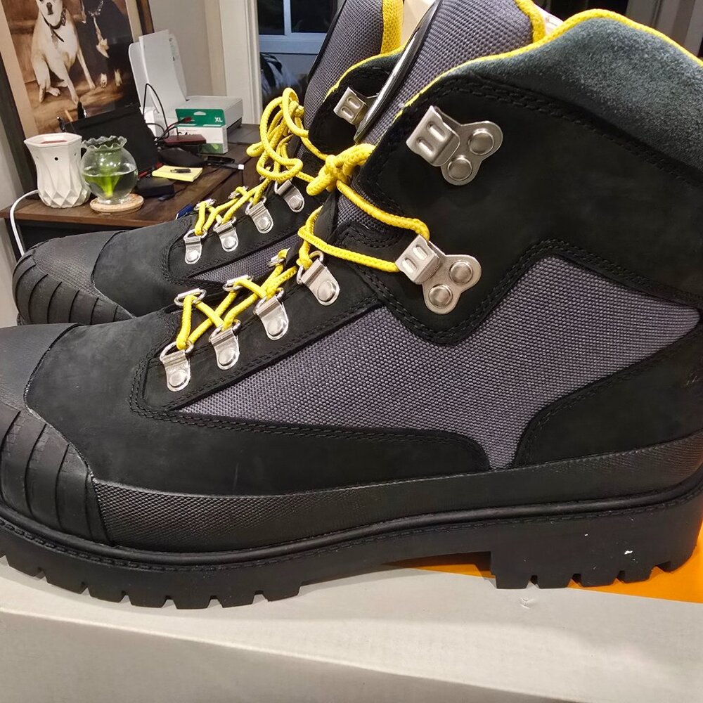 TIMBERLAND HERITAGE RUBBER TOE HIKER BOOTS MEN SHOES Black / Green Nubuck SZ 11